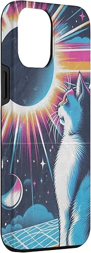 Miniatura 15 de iPhone 12 mini Cat Solar Eclipse - Synthwave Retro Poster Style Case