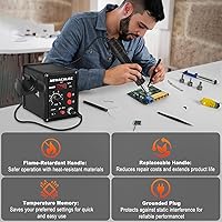 Vista 8 de NEWACALOX Hot Air Rework Station 500°C Soldering Station with Hot Air Gun, Airflow Adjustable, Desoldering Station for BGA IC, SOIC CHIP, QFP, PLCC