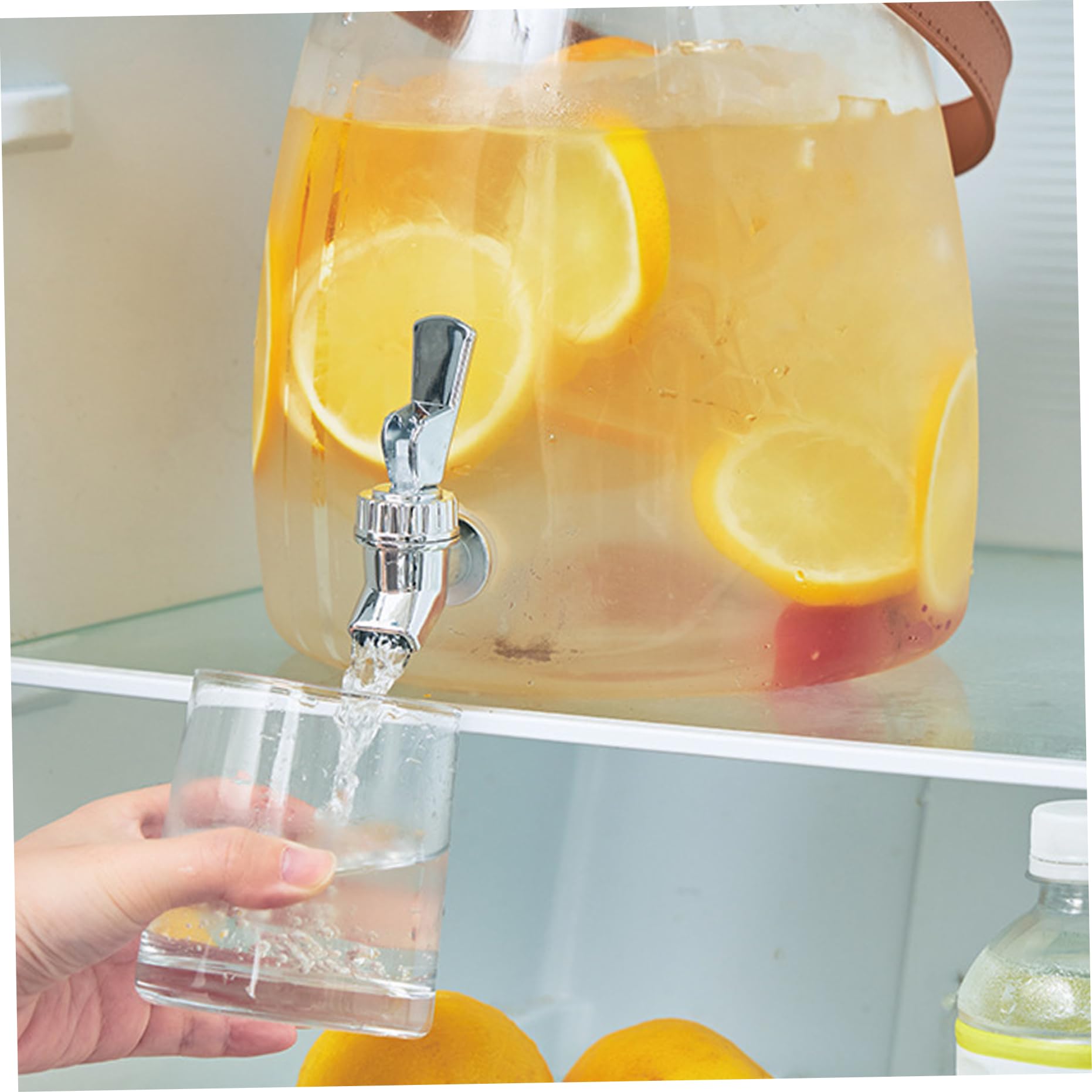 Dispensador de bebidas 5L Dispensador de bebidas de plástico transparente con espiga y tapas a prueba de fugas Jugo de jarra de refrigerador de apertura, jarra de refrigerador, agua.