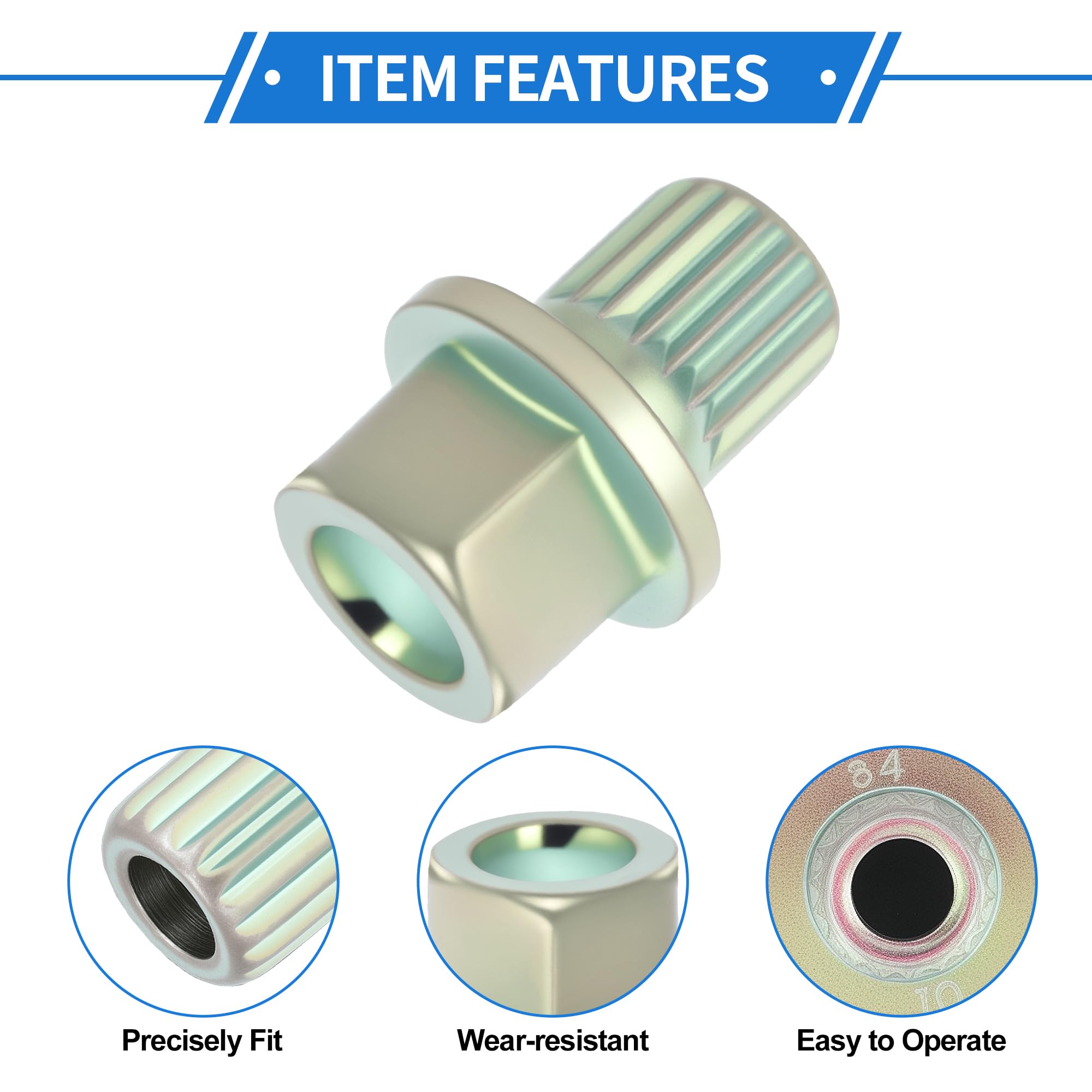 Dado di Bloccaggio Ruota Compatibile per BMW, Resistente in Lega di Acciaio Zincato 34/18PT Tono Argento Vite Antifurto Chiave di Rimozione Presa