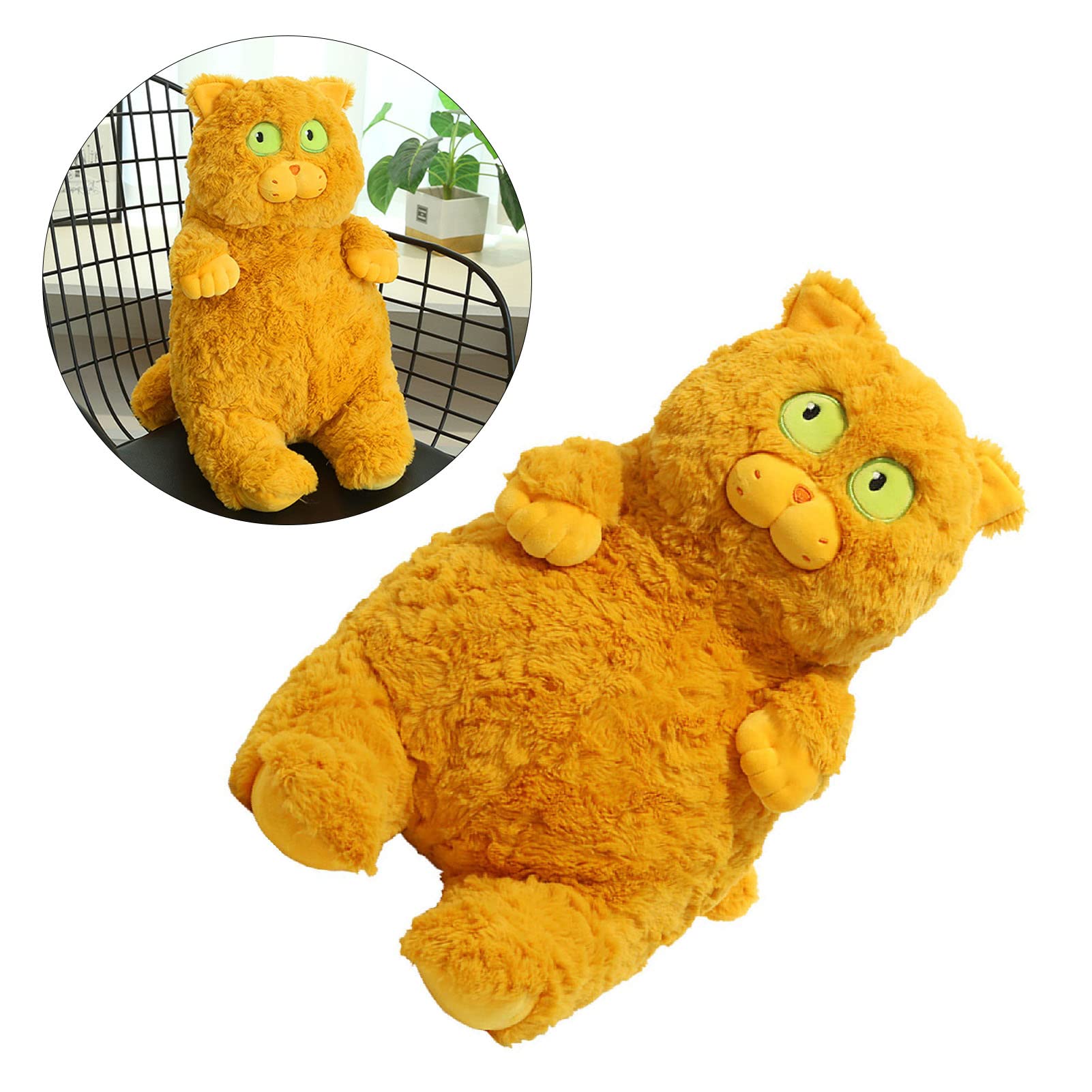 lyrlody Juguete de Peluche para Gato, Almohada Corta de Felpa para Gato, 400g, Relleno Completo, Diseño de Mirada Fija, Juguete de Gatito de Peluche Suave para Cama, sofá, Siesta, Decoración del