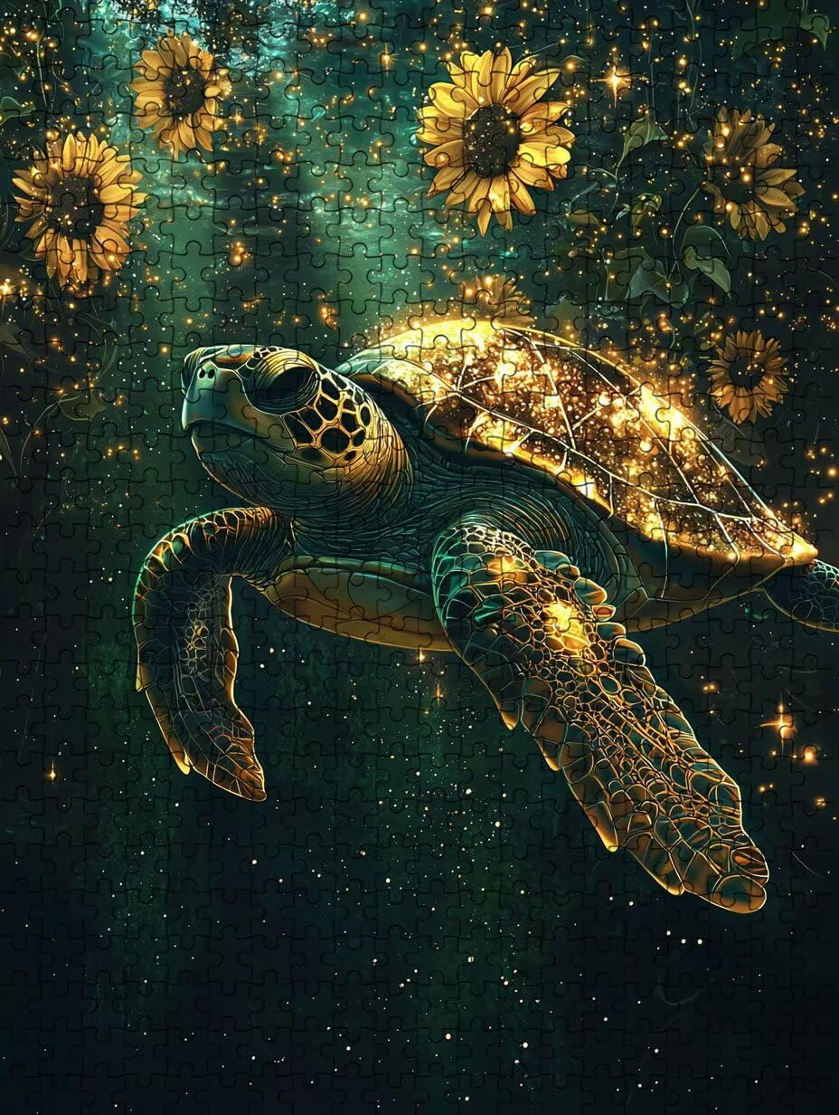 Puzzle 5000 Pezzi, Girasole Tartarughe 3D Puzzle per Adulti Impegnativo, Educa Puzzles Artistico, Divertente E Stimolante Puzzles Decorativo per La Famiglia, Regalo e Decorazione Pareti DX0YL6-923