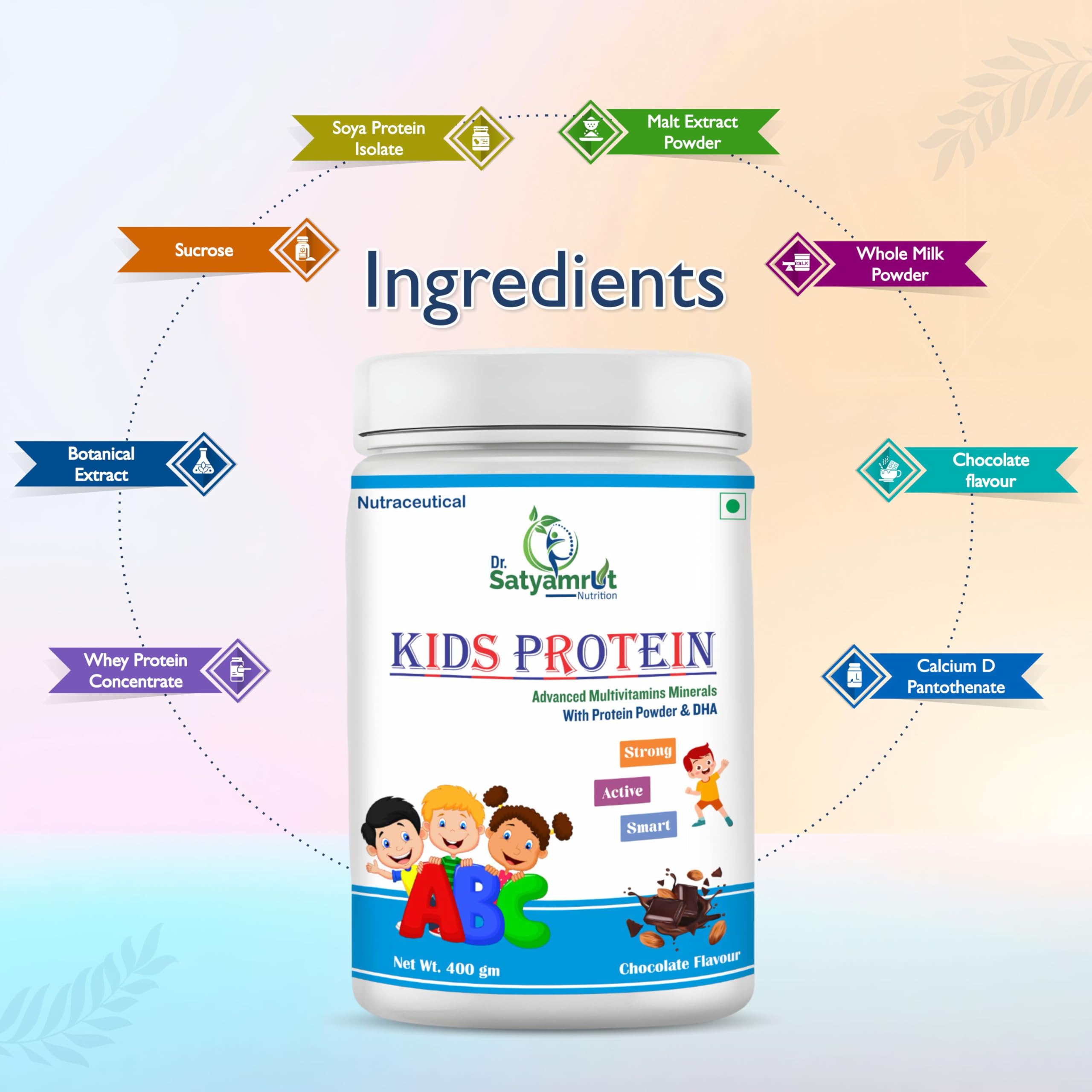 DR SATYAMRUT NUTRITIONAL Kids Protein Powder With DHA & Vitamin D for Growth & Strong Bones | Brain Development + Immunity For Growing Children | Delicious Chocolate Flavour | (400 gm) — Amazon image 5