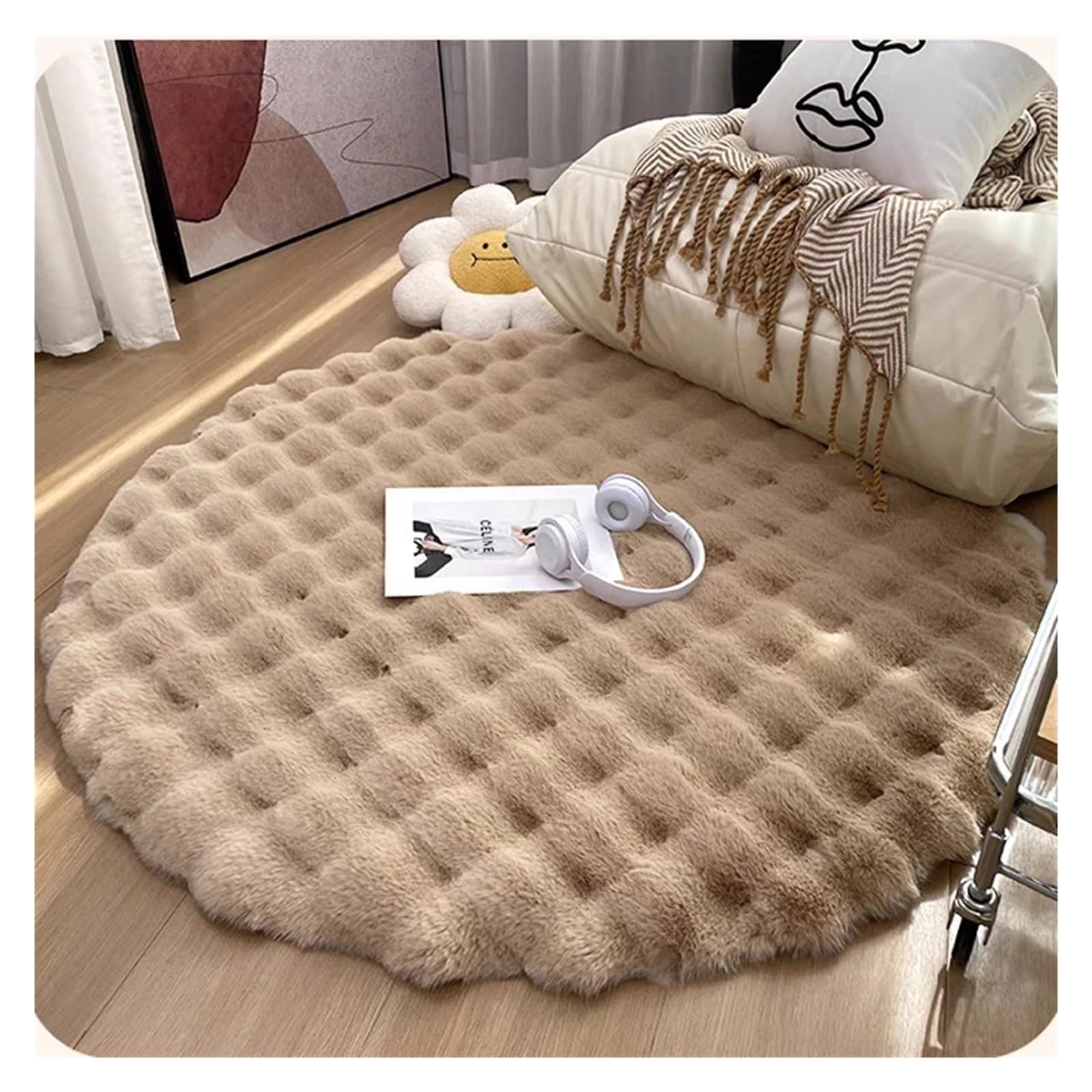 Tapis de sol moelleux lavable et tapis de chevet chambre en velours de corail