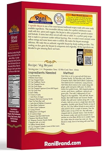 Vista 4 de Rani Biryani Masala Curry (mezcla de 7 especias para platos de arroz indio, pullao/pilau) 1.75 onzas (1.76 oz) ~ Todo natural Vegano Sin