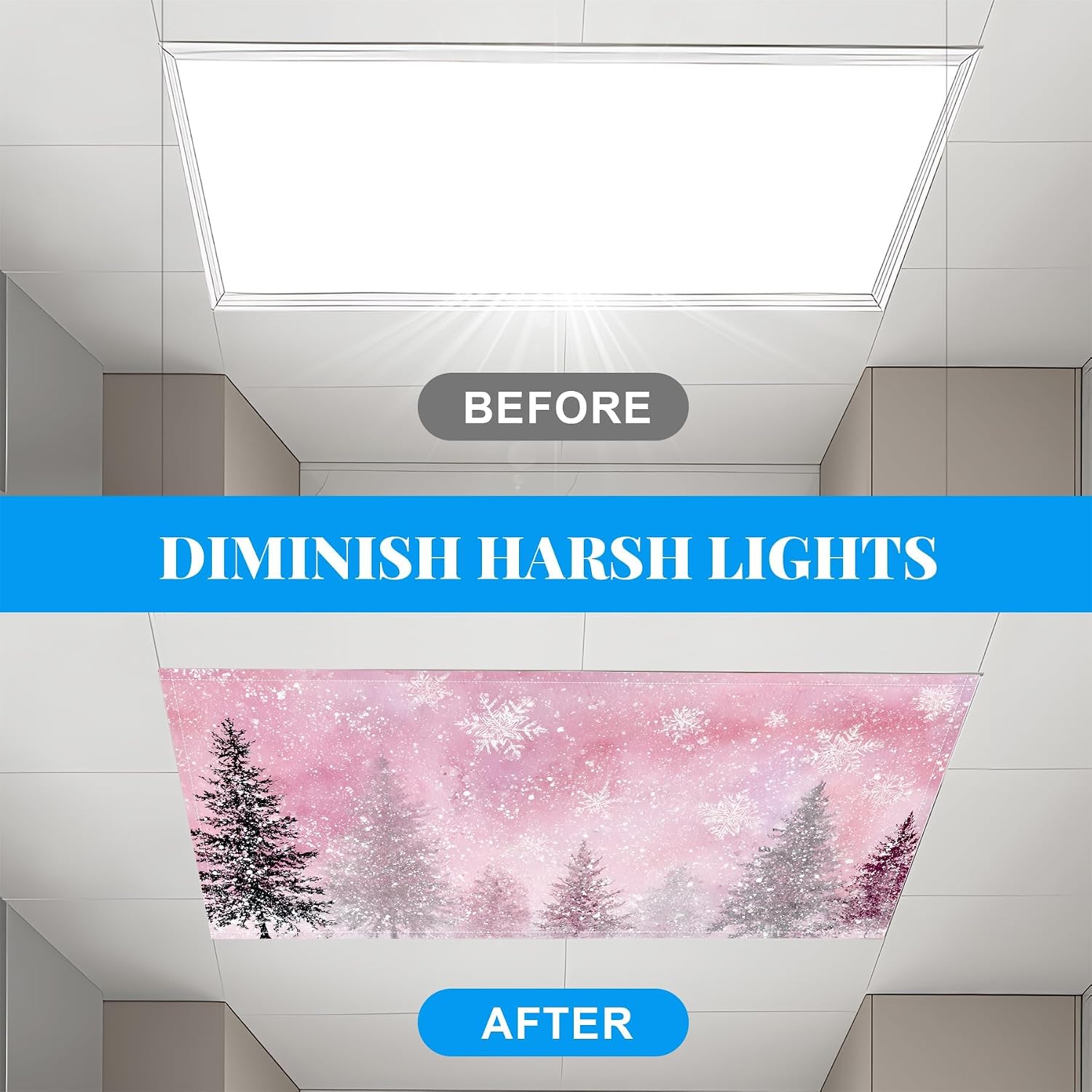 2 Pack Fluorescent Light Covers- 4 x 2 Feet Magnetic Ceiling Light Cover Room Supplies (Color 2)