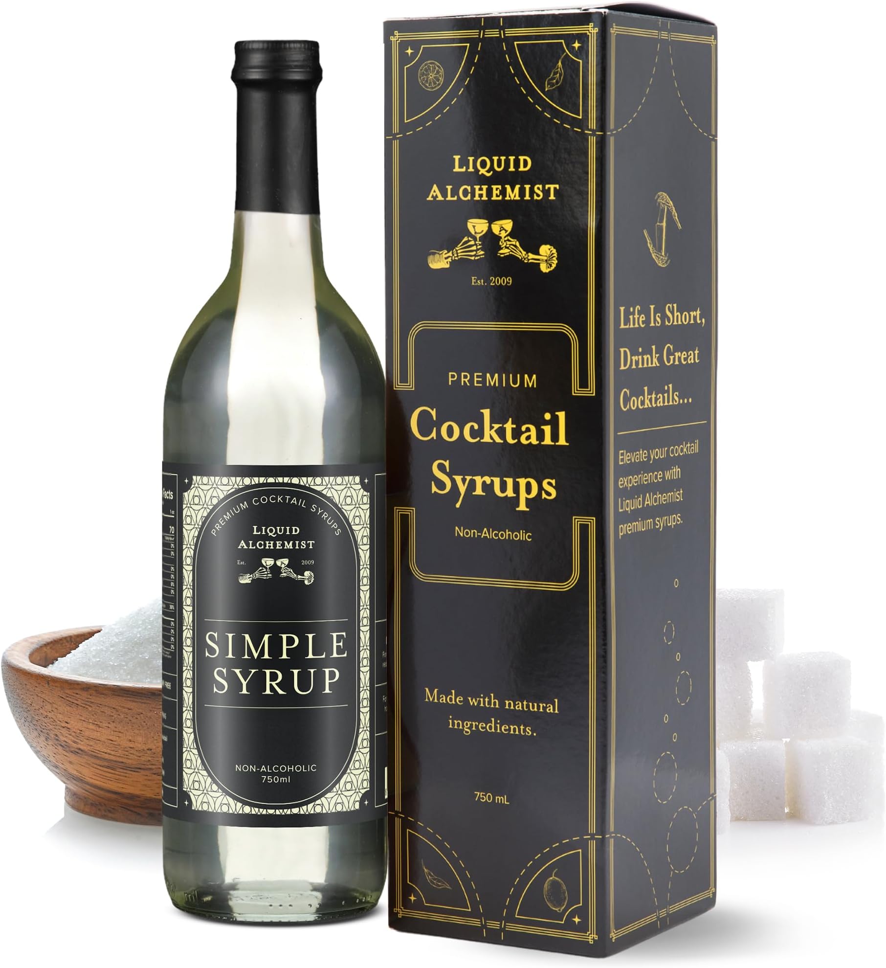 Liquid Alchemist Simple Syrup for Cocktails - Real Ingredients Make our Simple Sugar Syrup the Perfect Old Fashioned Mix - Non-GMO, Gluten Free & Vegan (25.4 oz)
