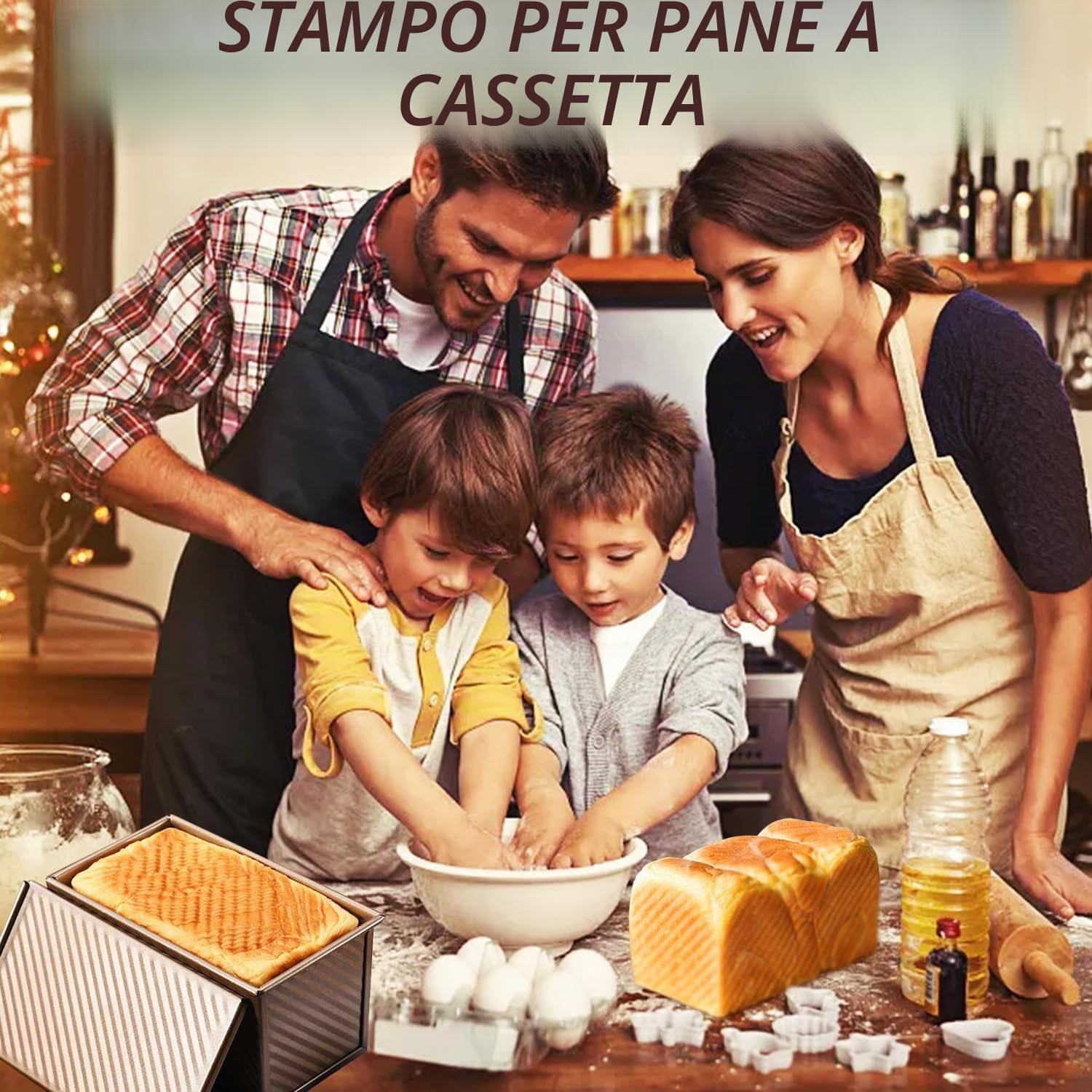 Stampo per Pane in Cassetta, 21 x 12 x 11,7 cm Stampo Per Pane in Cassetta con Coperchio, Antiaderente Stampo per Plumcake 450g Pasta, Teglia per Pane per pane, arrosto e