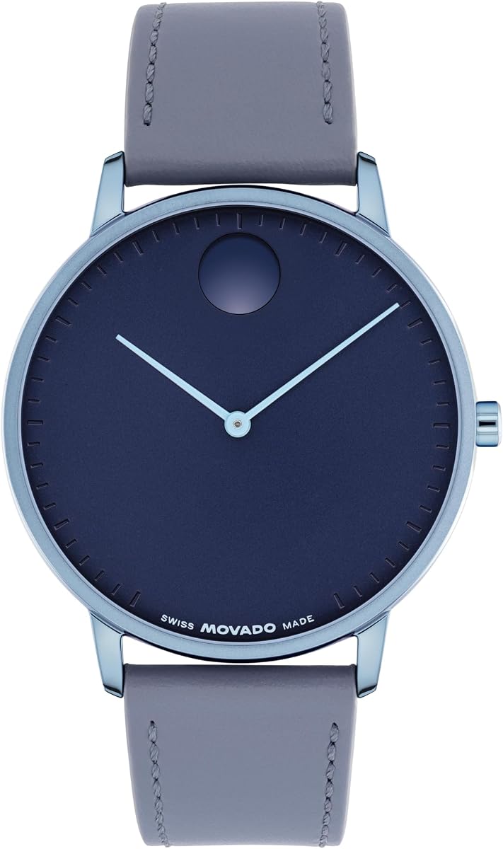 Reloj facial - Cuarzo suizo, correa de cuero - Reloj de moda de lujo clásico y atemporal para él o ella - 41 mm