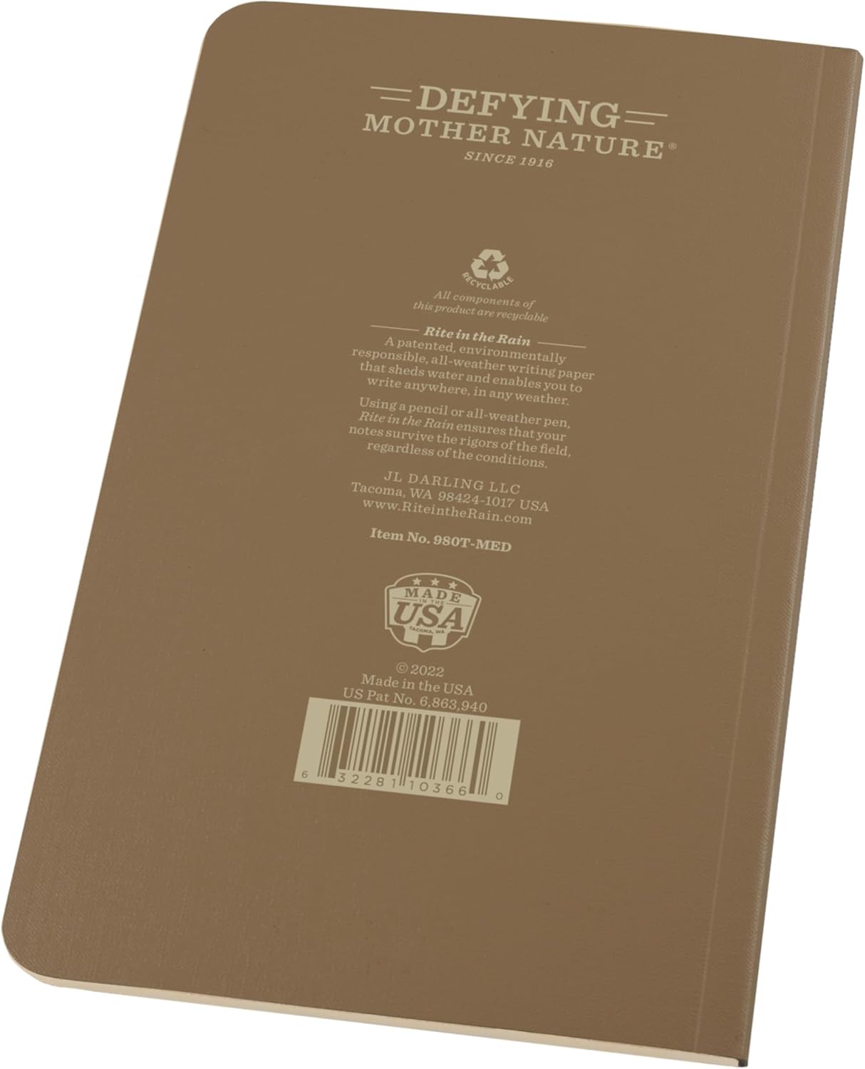 Rite in the Rain Weatherproof Book, 4.625” x 7”, Tactical Tan Soft Cover, Prolonged Casualty Care Medic Book (No. 980T-MED)