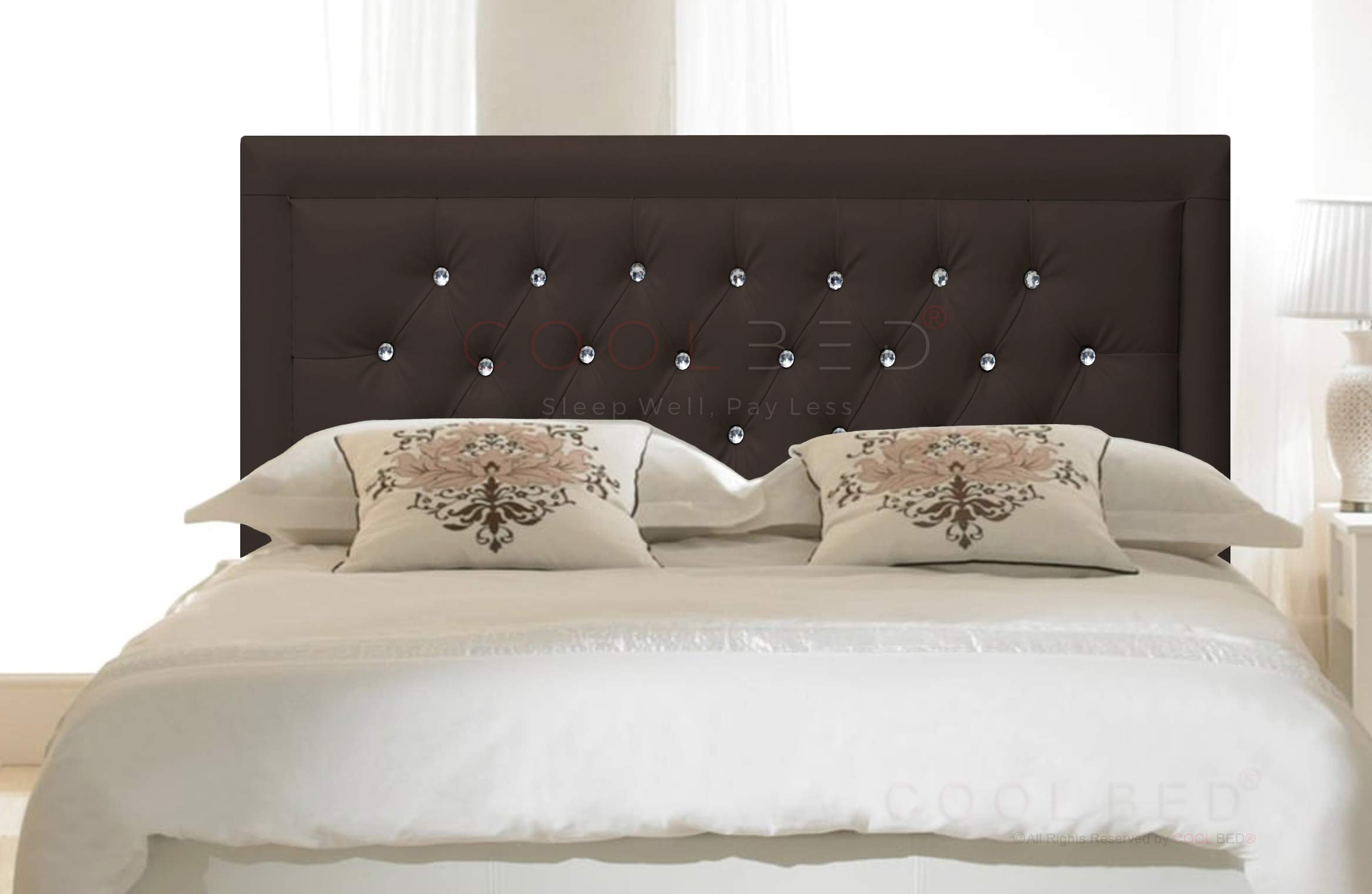 FAUX LEATHER 20" MIAMI HEADBOARD FOR DIVAN BED BASE (Brown, 4FT6 - DOUBLE)