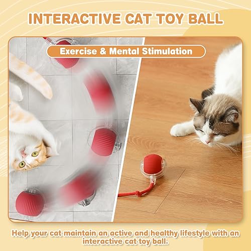 Miniatura 2 de Juguetes interactivos para gatos de interior, juguete recargable de 360 en movimiento automático para gatos adultos aburridos de interior, juguetes