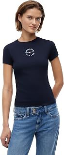 Tommy Jeans Women's Short Sleeve Cotton Graphic Crewneck T-Shirt with Stretch