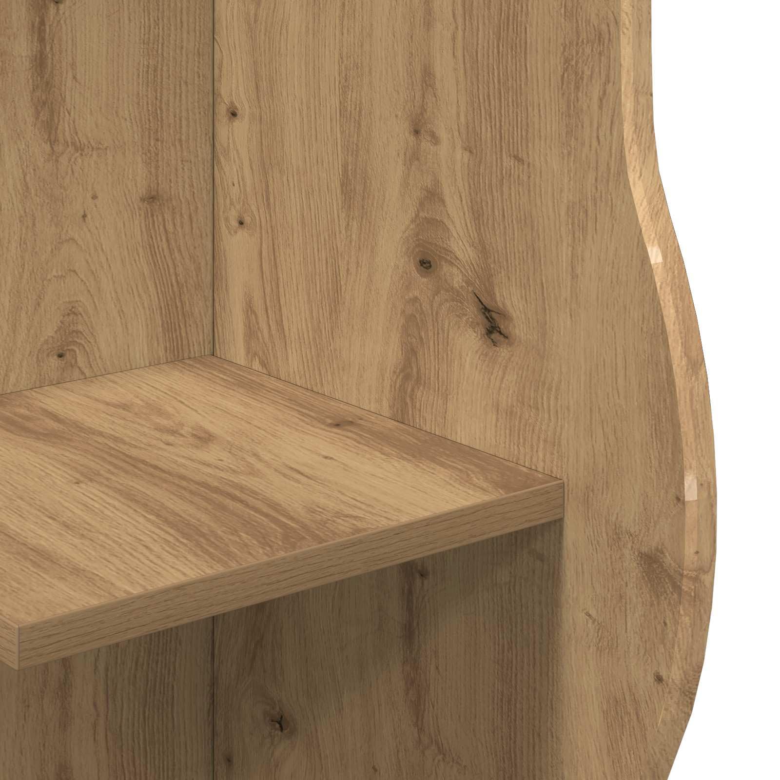 Scaffale angolare in rovere Artisan, 34 x 33 x 102 cm, con 2 ripiani, salvaspazio, per soggiorno, camera da letto, cucina, moderna scaffale da parete per riporre e decorare con stile