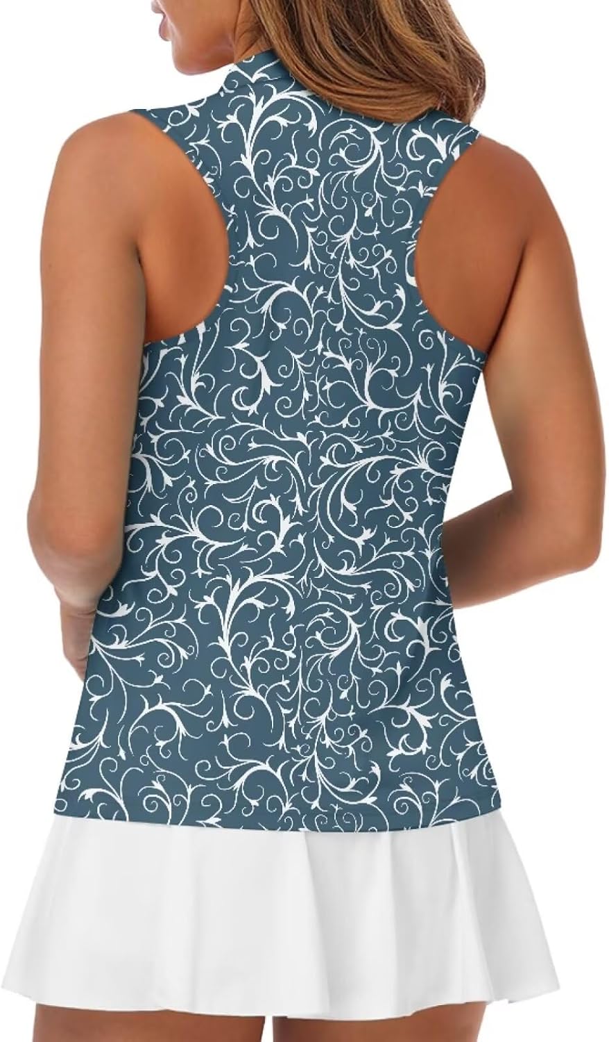 GULANGYU Stylish Print Womens Golf Shirts Sleeveless Polo Shirt for Women Collared Tennis Athletic Tank Top
