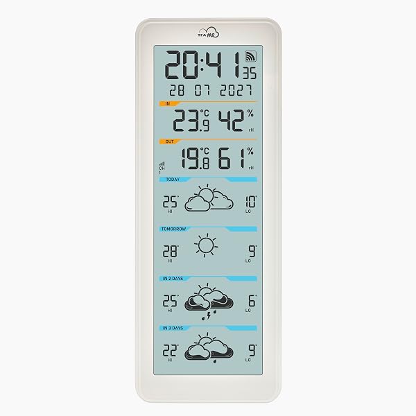 TFA Dostmann TFA.me ID-06 Estación meteorológica inalámbrica Wi-Fi 35.8108.02, pronóstico del tiempo profesional por wetter.com 4 días, portal en línea, sensor exterior, valores máximos mínimos - 4