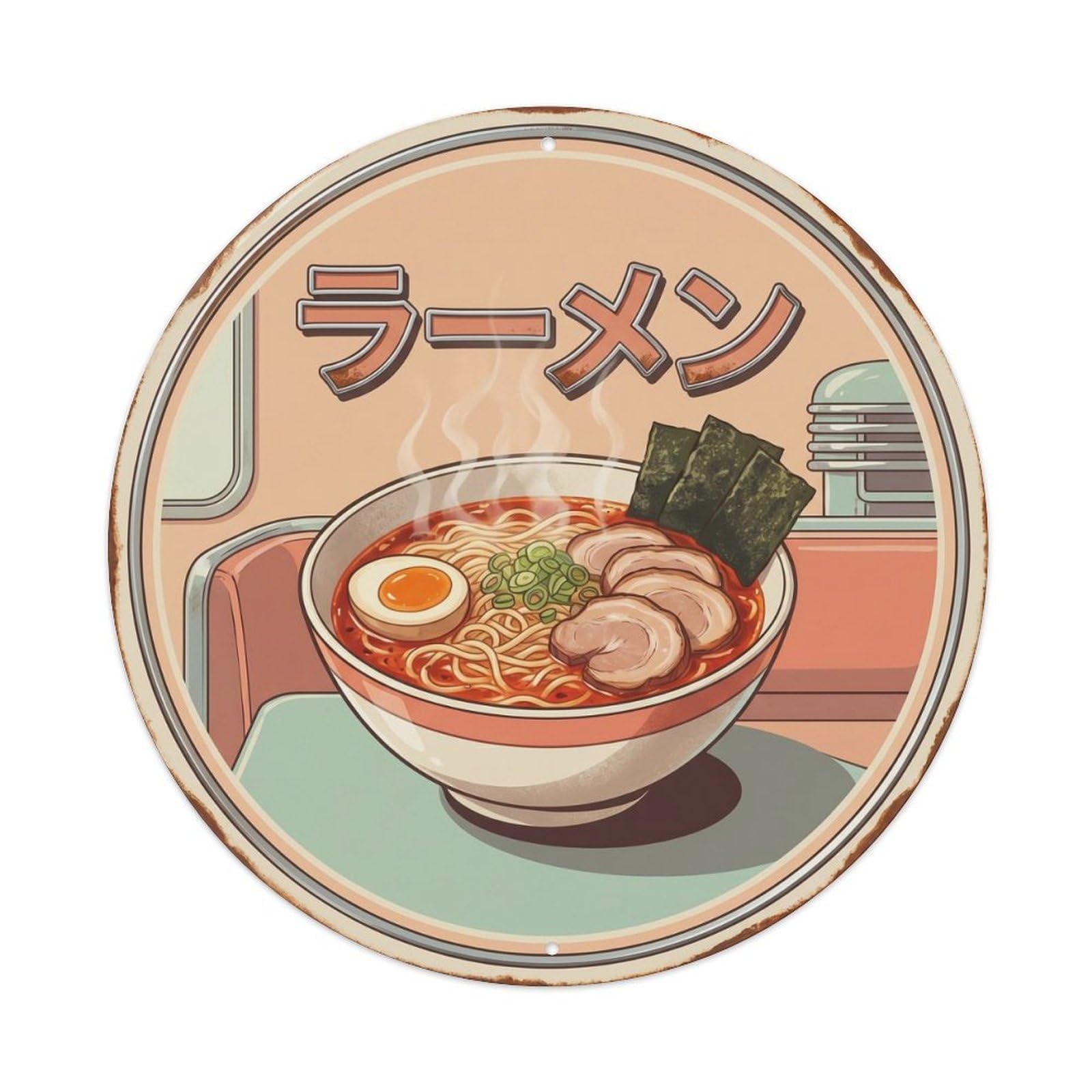 Cxhjca 8X8inch(20X20cm) Ramen Japanese Noodle Bar Retro Diner Kitchen Cuisine Metal Tin Sign