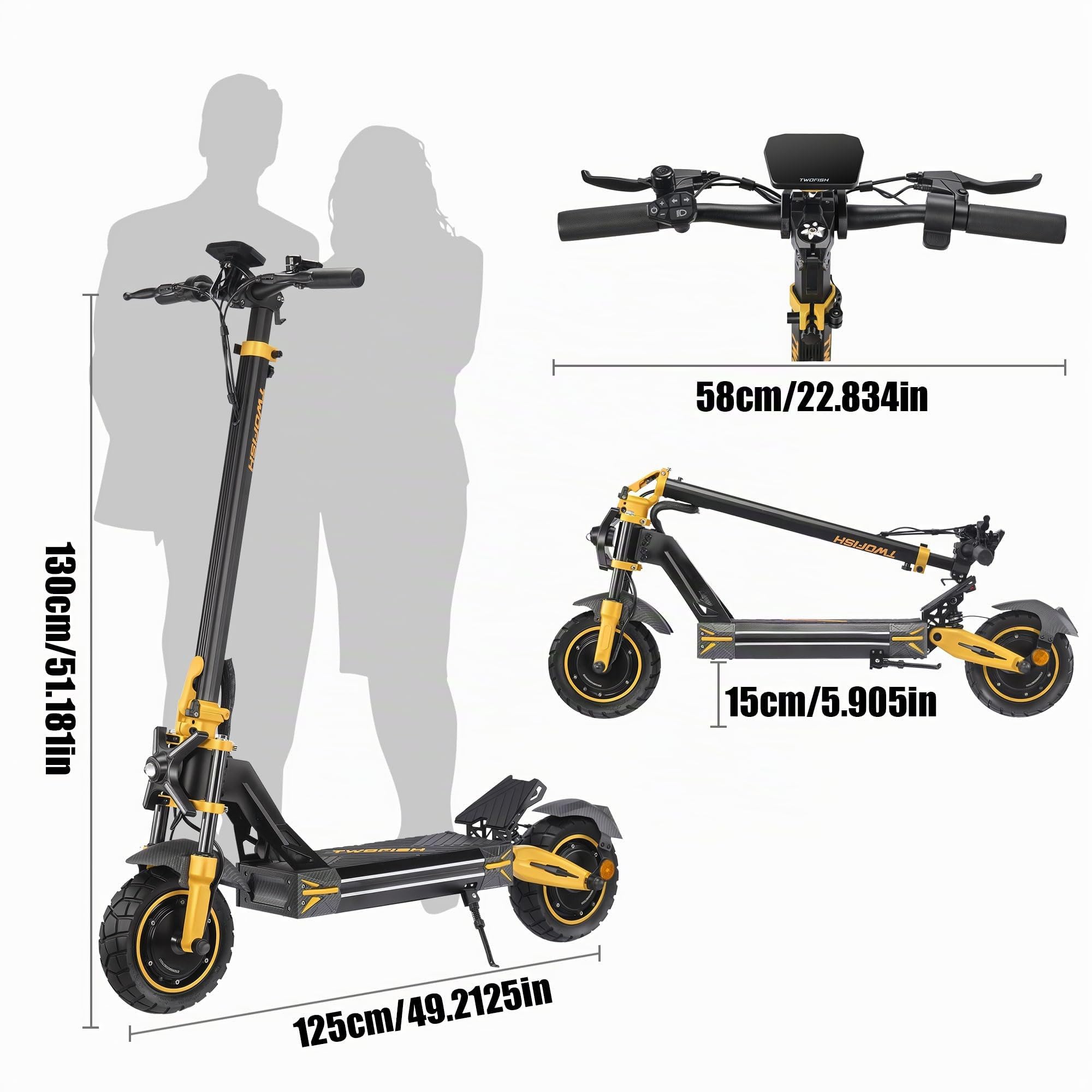 TW3PRO Monopattino Elettrico Doppia Trazione, 52V 23Ah, 45-55Km Autonomia | Limite Di Velocità Sbloccabile, Display Ad Alta Definizione, Pneumatici 11", Sblocco NFC, Doppia Sospensione&Freno a Disco