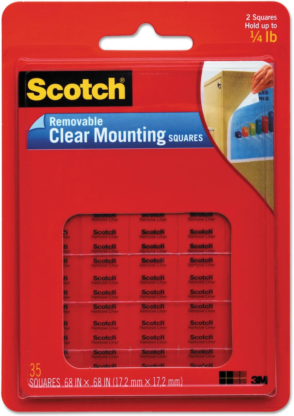 Scotch(R) Removable Wall Mounting Tabs, 11/16in. x 11/16in, Clear, Box of 35