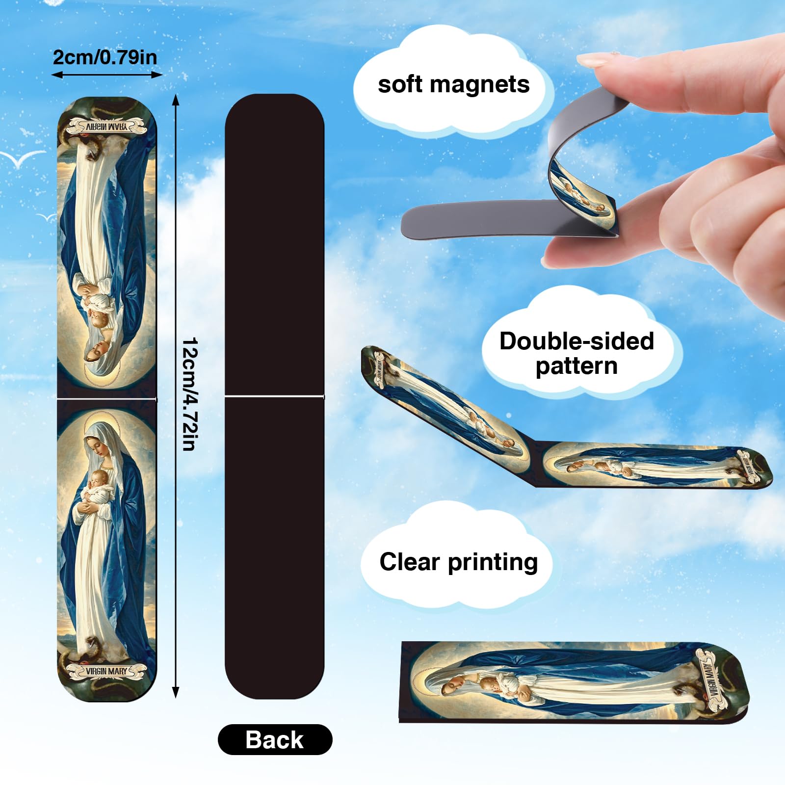 Wxiben Catholic Magnetic Bookmarks Gifts - 30 Pcs Christian Religious Book Mark Magnets Catholic Saints Magnetic Bookmark Jesus Virgin Mary Book Markers Page Clip for Women Men Sunday School Gift