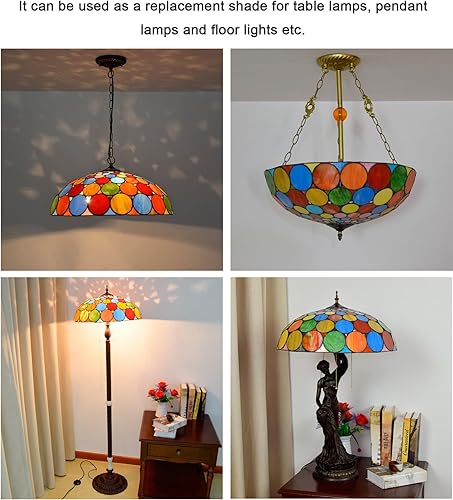 Miniatura 4 de Pantalla de repuesto estilo Tiffany de 20 pulgadas, pantalla barroca de vitral, solo para lámparas de pie, lámparas de mesa, lámparas colgantes,