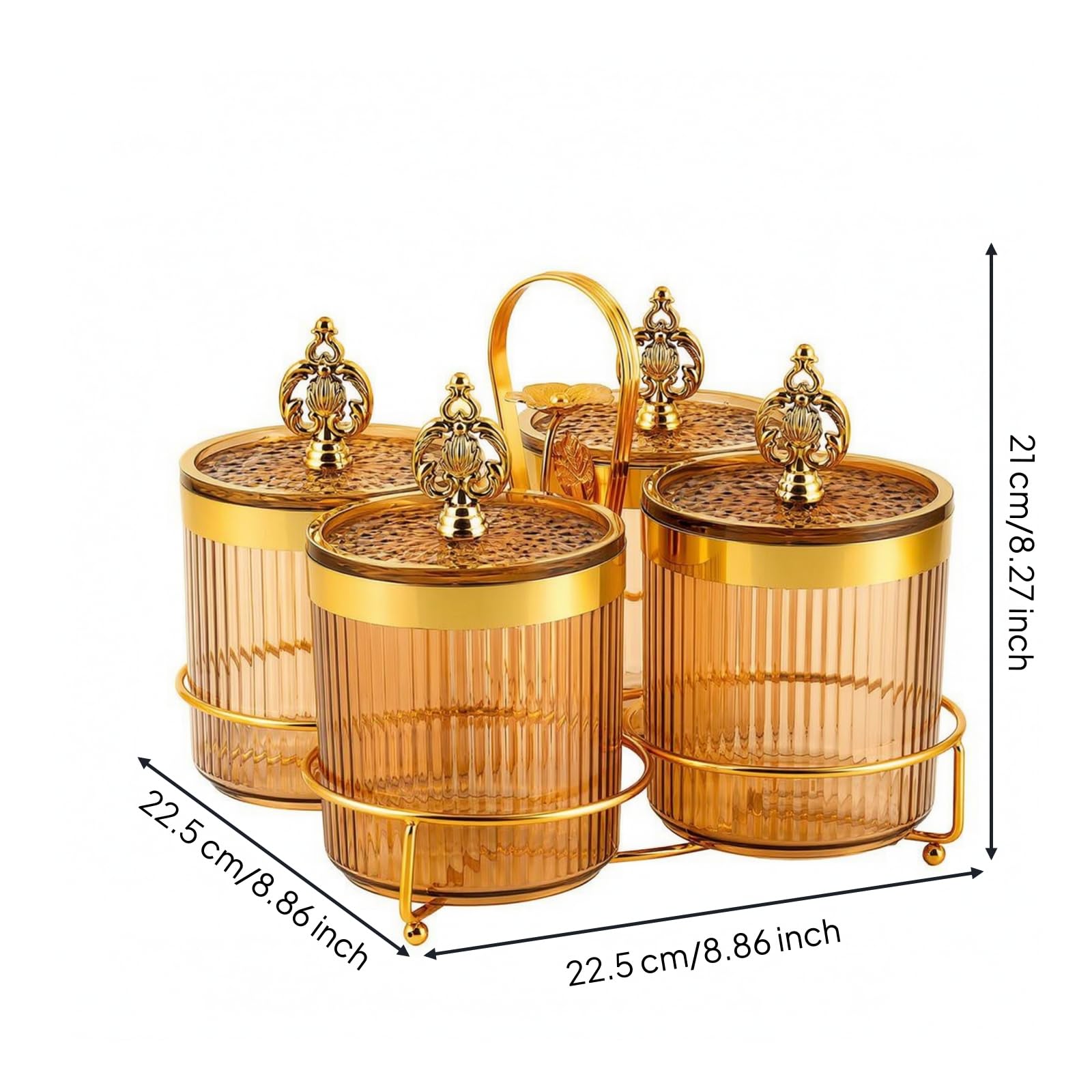 4 Piezas Tarros con Tapas Acanalado | Que Ahorra Espacio, Tarros Transparentes con Tapa, Transparente, Contenedores, para,