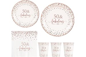 Crisky Rose Gold Foil 50 Fabulous Napkins Plates Cups Set