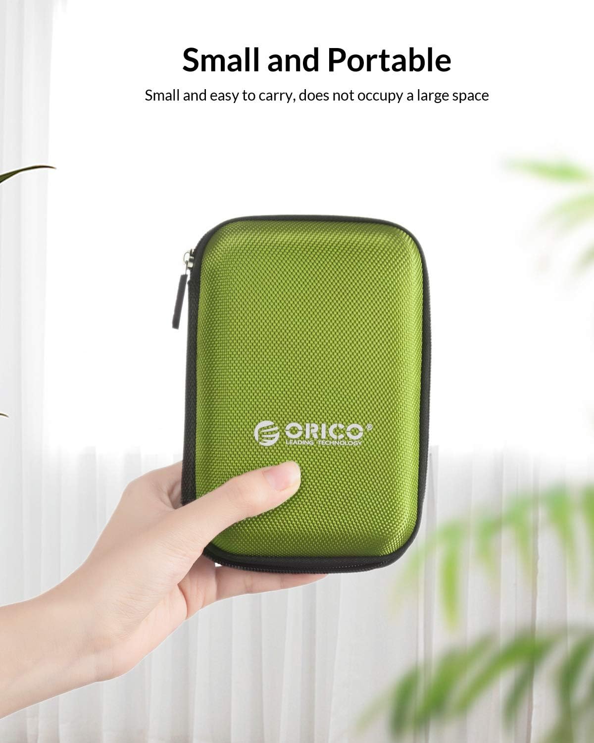 ORICO Hard Drive Case 2.5 inch External Drive Storage Carrying Bag Waterproof Shockproof with Inner Size 5.5x3.5x1.0inch for Organizing HDD and Electronic Accessories, Green(PHD-25) image 6 of 7 B08MJDCZQD