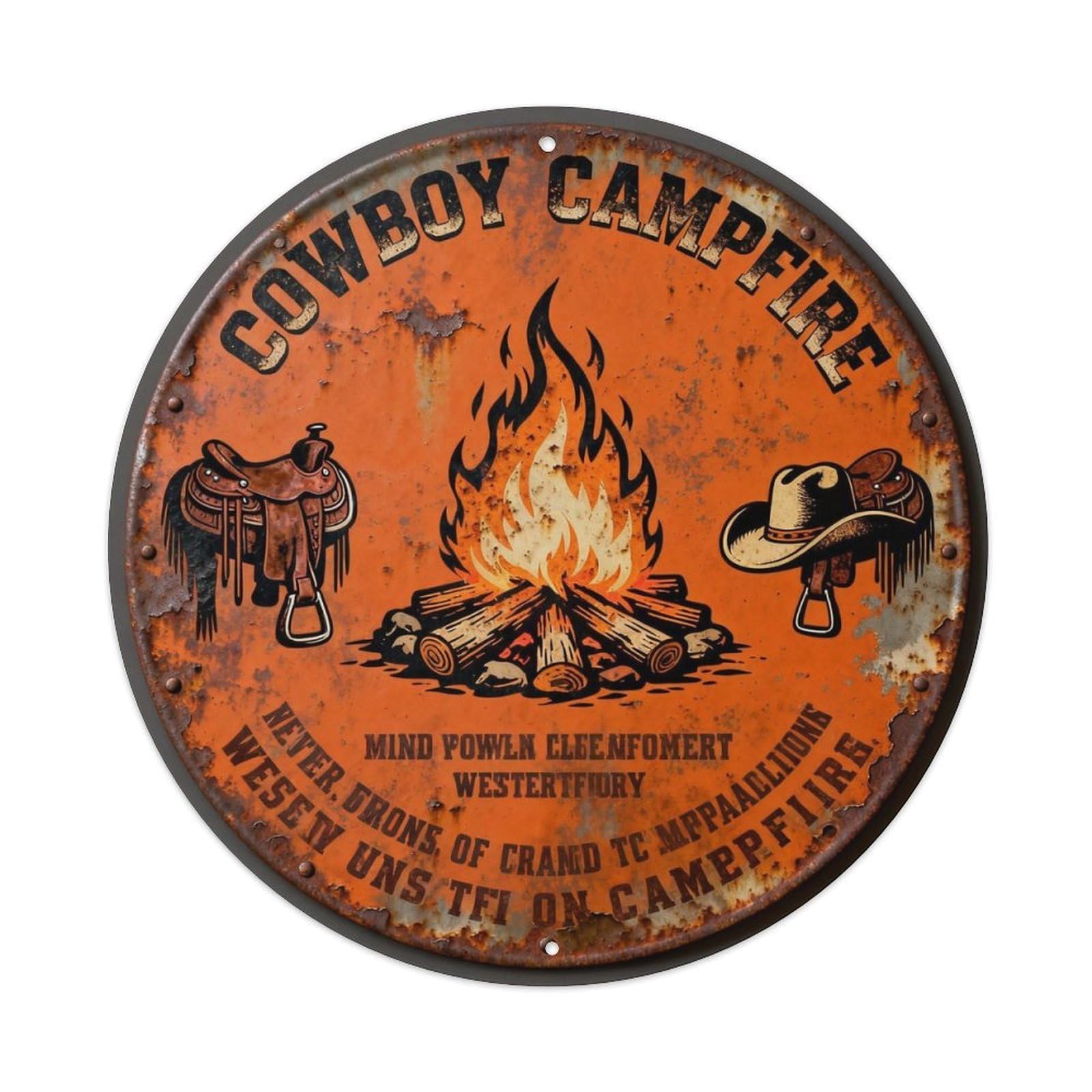COWBOY CAMPFIRE Metal Tin Sign Plaque