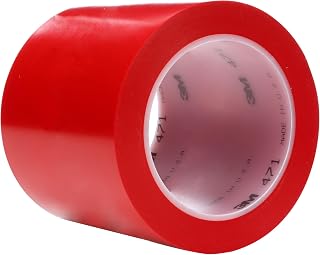 Vinyl Tape 471, 4 in x 36 yd, Red, 1 Roll, Paint Alternative for Floor Marking, Social Distancing, Color Coding, Safety Marking