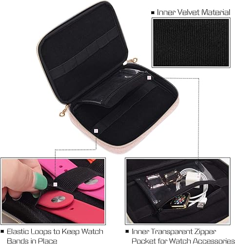 Miniatura 10 de Teamoy Funda de almacenamiento para correas de reloj con capacidad para 12 correas de reloj, bolsa organizadora de viaje compatible con todas las