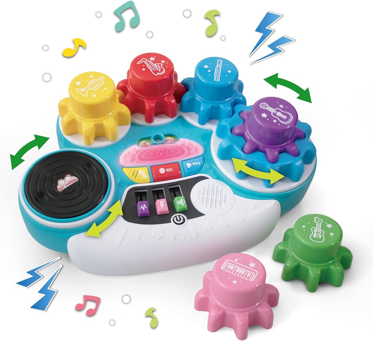 BEST LEARNING Music Gear Mixer - Kids DJ Mixer Table and Music Toy | Over 100 Sounds and Songs, 6 Instrument Gears, Record and Play Back, Music Gift for 3 to 6 Year Old Boys and Girls