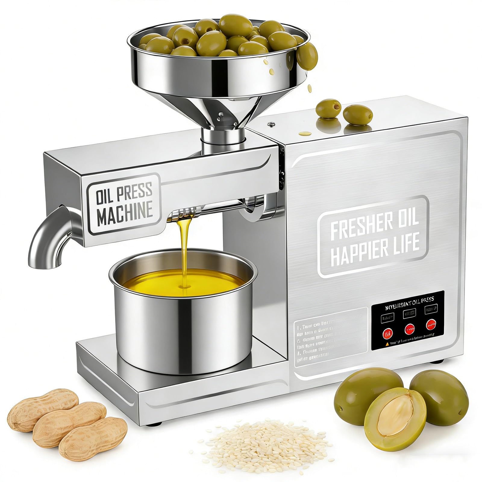 eQianyuan 820W Automatic Oil Press Machine Cold Hot 110V