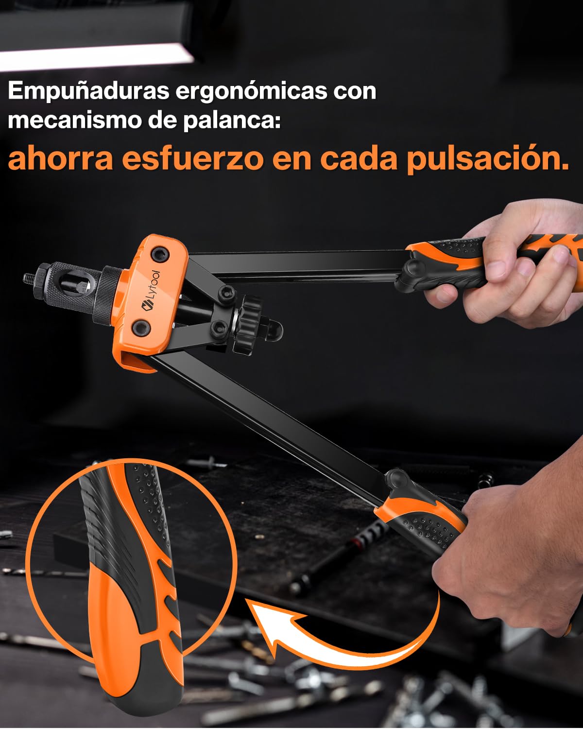 Remachadora de Tuercas, Lytool 14" Pistola Remachadora Profesional Remachadora Manual Con 205pcs Tuercas de Remache, y 6 Mandriles Intercambiables M3 M4 M5 M6 M8 M10