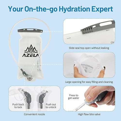 Miniatura 4 de Mochila de hidratación para correr, chaleco para correr con bolsa de agua de 2 litros, mochila de hidratación ligera para senderismo, senderismo,