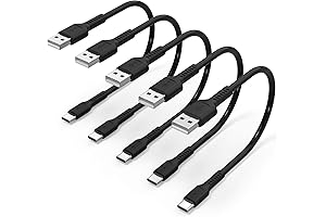 6 Inch Short USB Cable, Fast Charging 5 Pack