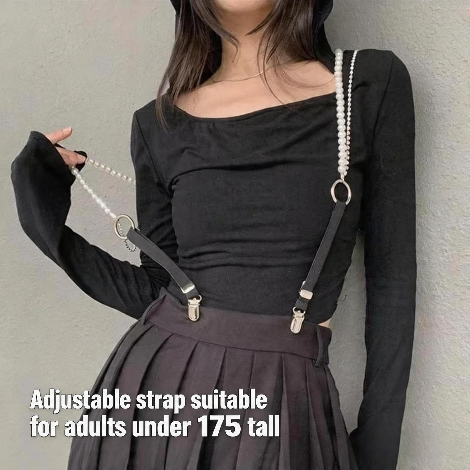 2Pcs Women Adjustable Y-Shaped Pearl Rhinestone Shoulder Straps | Adjustable Elastic Wide, 3 Metal Clips, For Pants Skirts Dresses, Ideal Gift