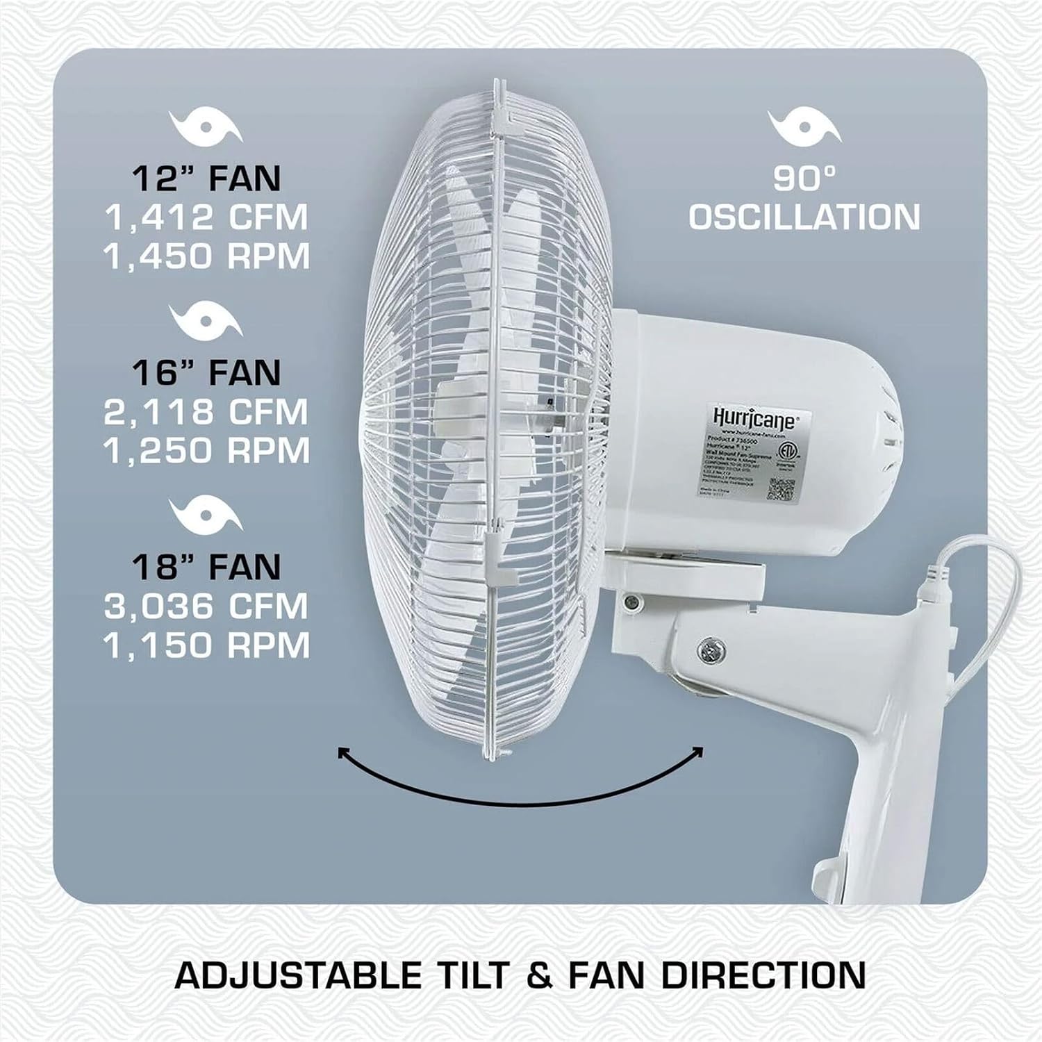 Generic Wall Mount Fan Oscillating 18 Inch 3 Speed Indoor Outdoor Powerful Strong Breeze Wind Patio, White, SL8219