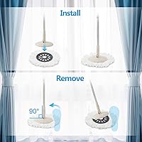 Vista 7 de Eyliden Sistema de cubo de trapeador giratorio de 360°, secado rápido, 2 almohadillas de microfibra, mango ajustable, trapeador y cubo para pisos