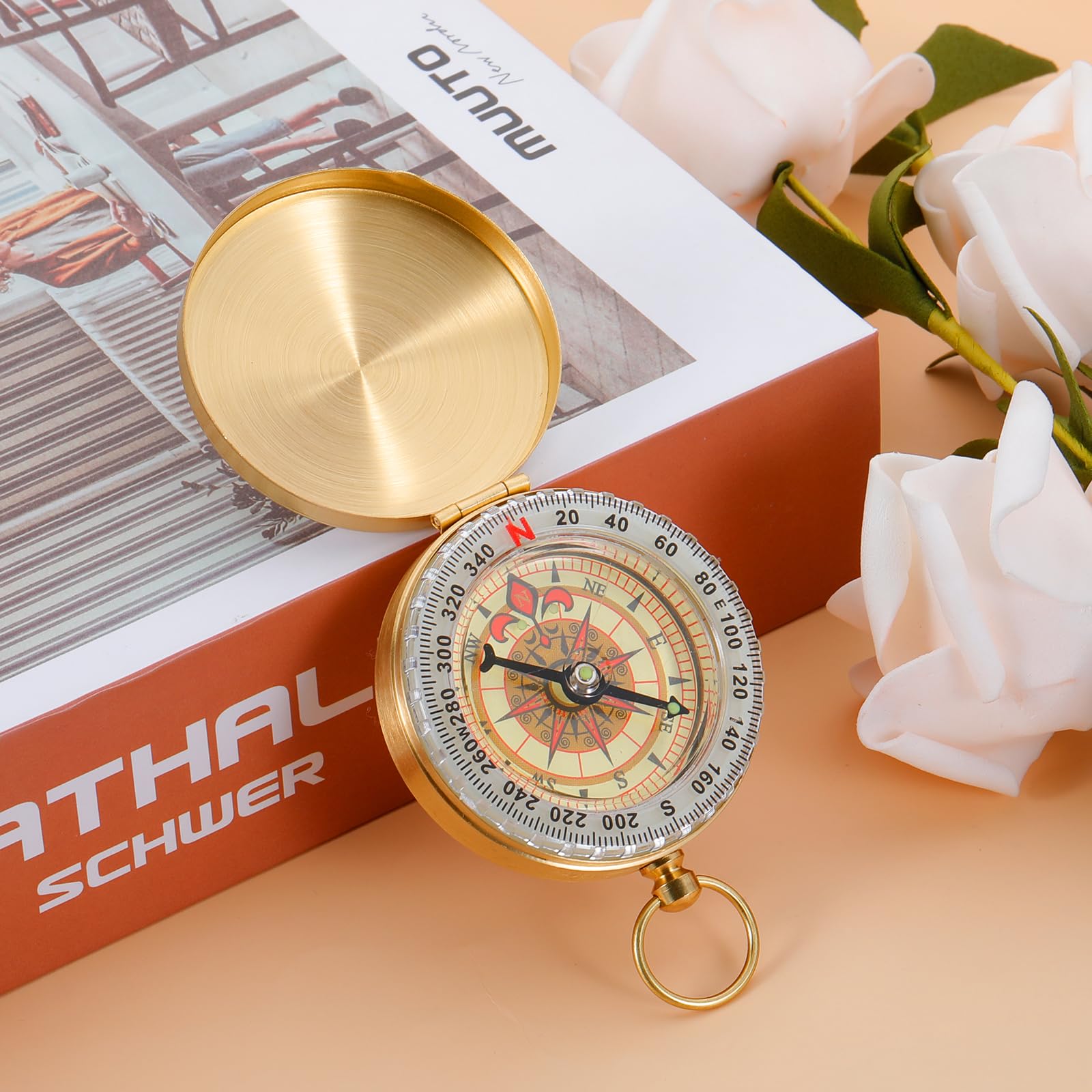 KINMES Brass Engraved Compass - Inspirational Gifts for Grandson: Baptism, Confirmation, Graduation, Christmas, Stocking Stuffers