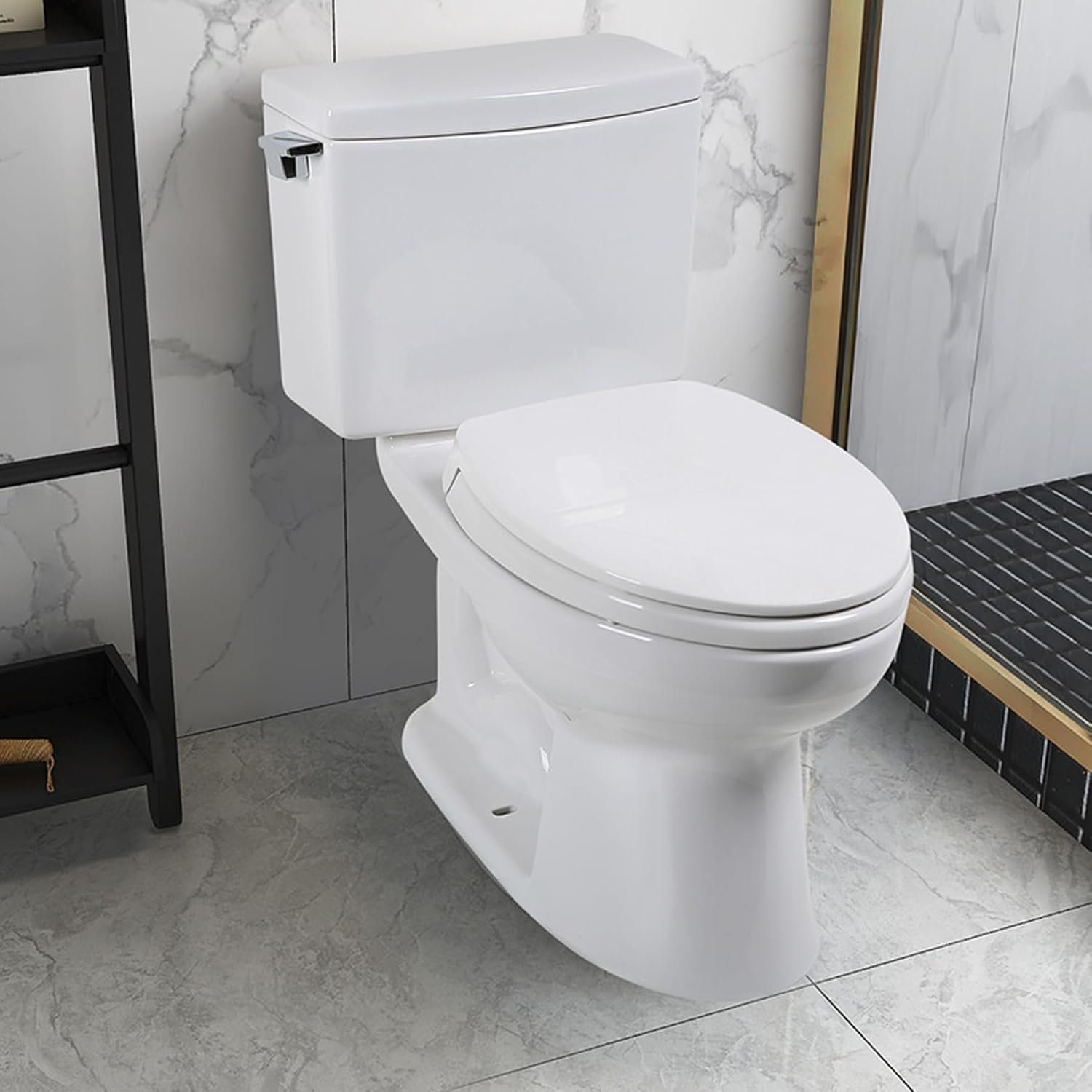 Bidet Toilet Seat - 14x17.5" O-Shaped PP Slow Close Round Seat, Quick Release Washable Attachment