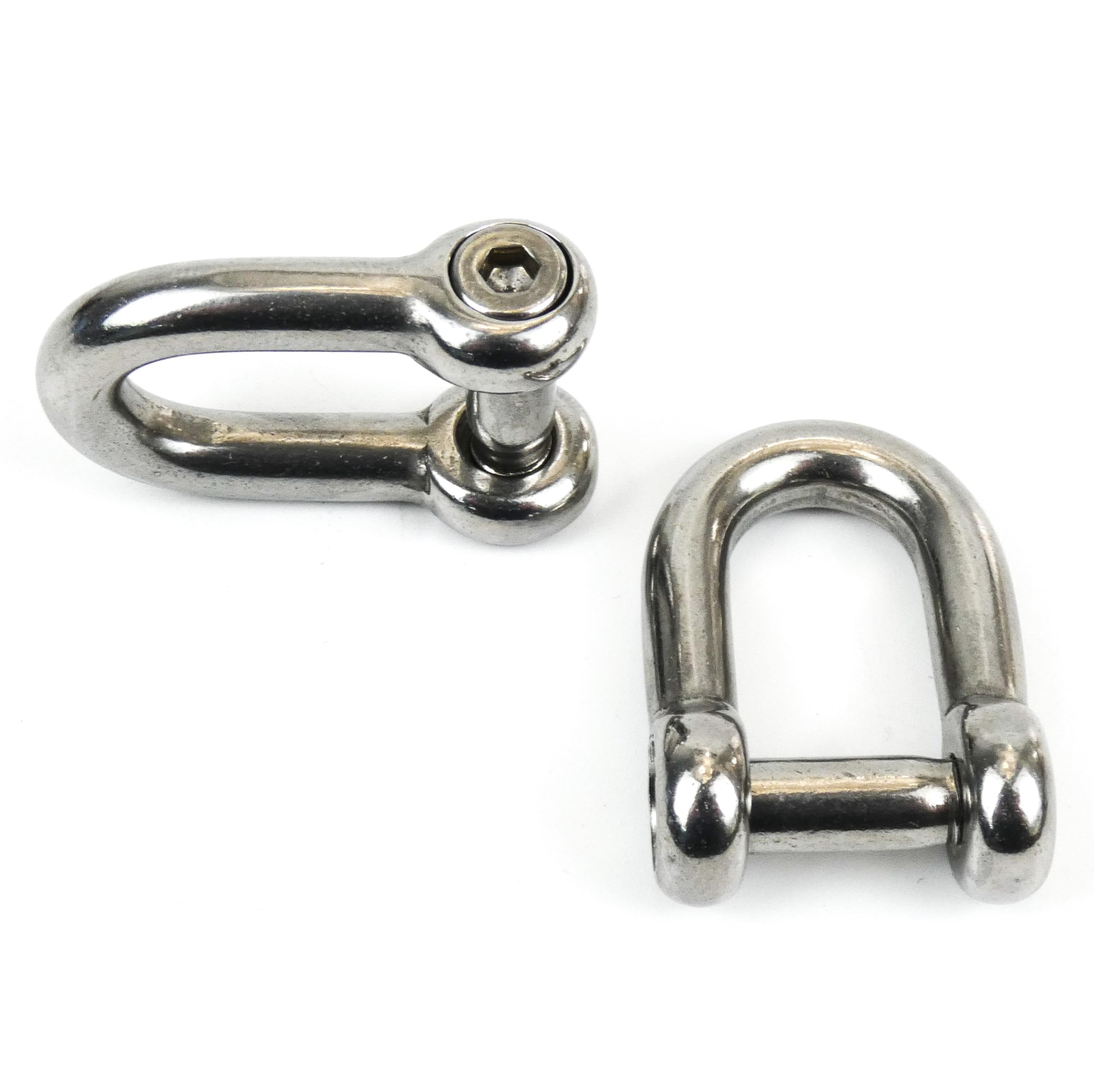 Manille ronde avec vis six pans creux 8 mm, 2 piéces | Acier inoxydable A4 (AISI 316), Connecteur sécurisé pour chaînes et cordages, Accastillage marin, Lot de 2
