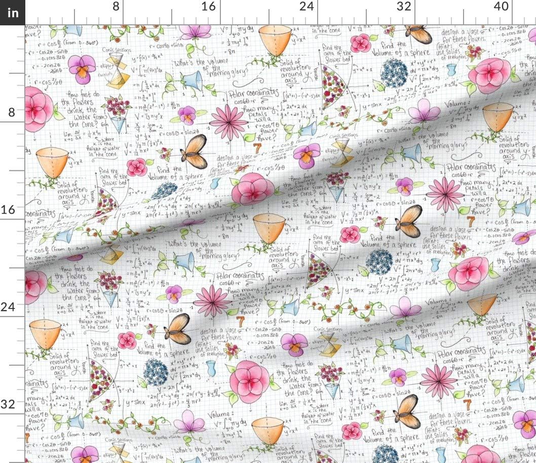Spoonflower Fabric - Math Girl Power Princess Flowers Medium Printed on Petal Signature Cotton Fabric by The Yard - Sewing Quilting Apparel Crafts Decor