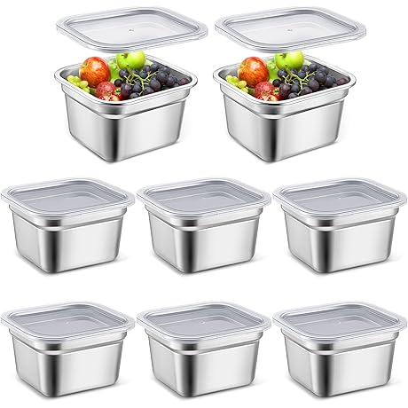 Commercial Restaurant Pans - 8 Piece 1/6 Size Anti Clogging Hotel Steam Pans