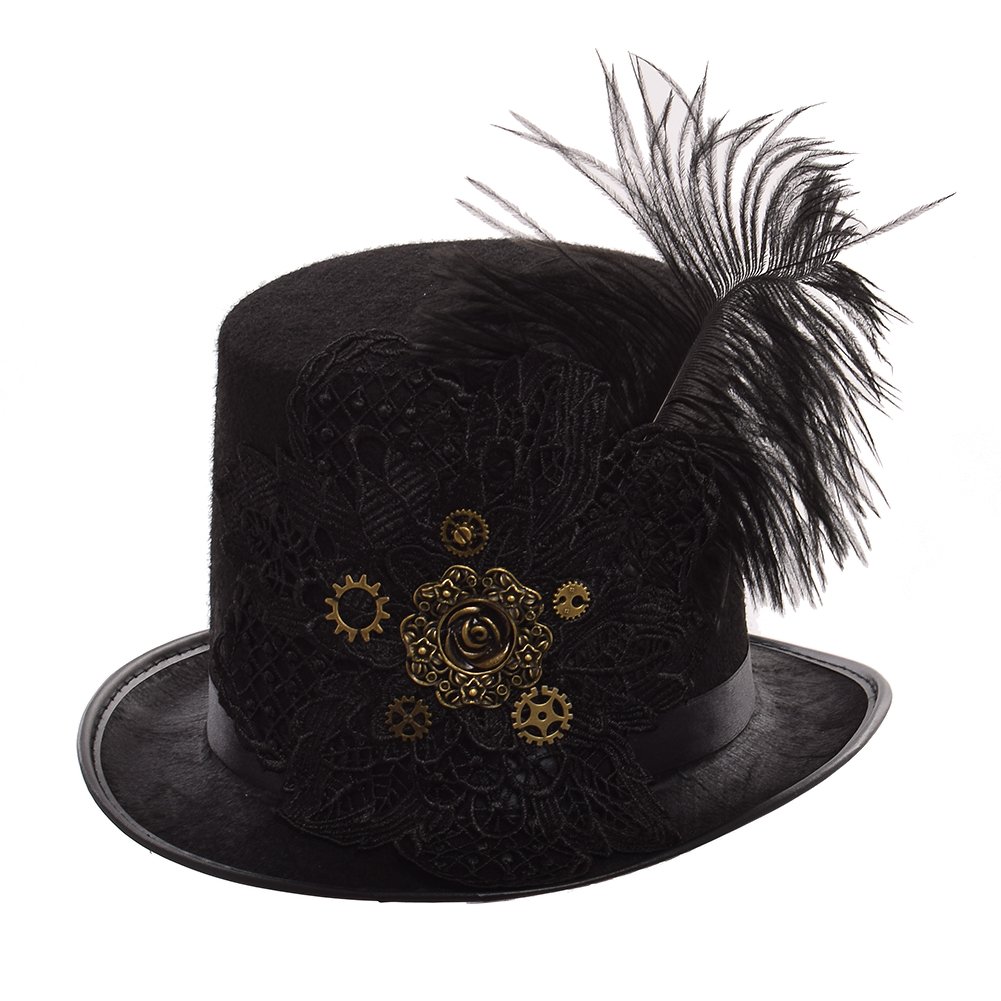 BLESSUMESteampunk Hat Unisex Fancy Dress Top Hat (M, Color E)