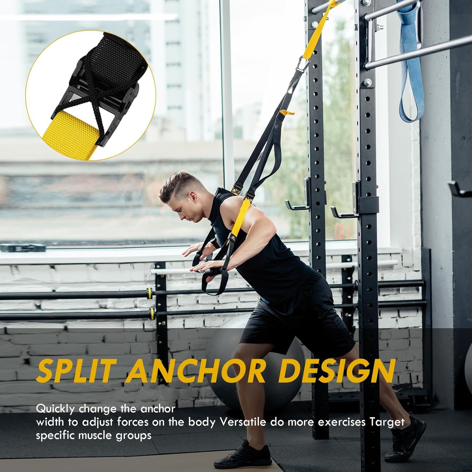 flintronic Sangles de Suspension Kit d'entraînement, Kit d'entraînement à Suspension, d'entraînement à Suspension Tout-en-Un avec Sangles Réglables pour Brûler des Graisses, Construire du Muscle
