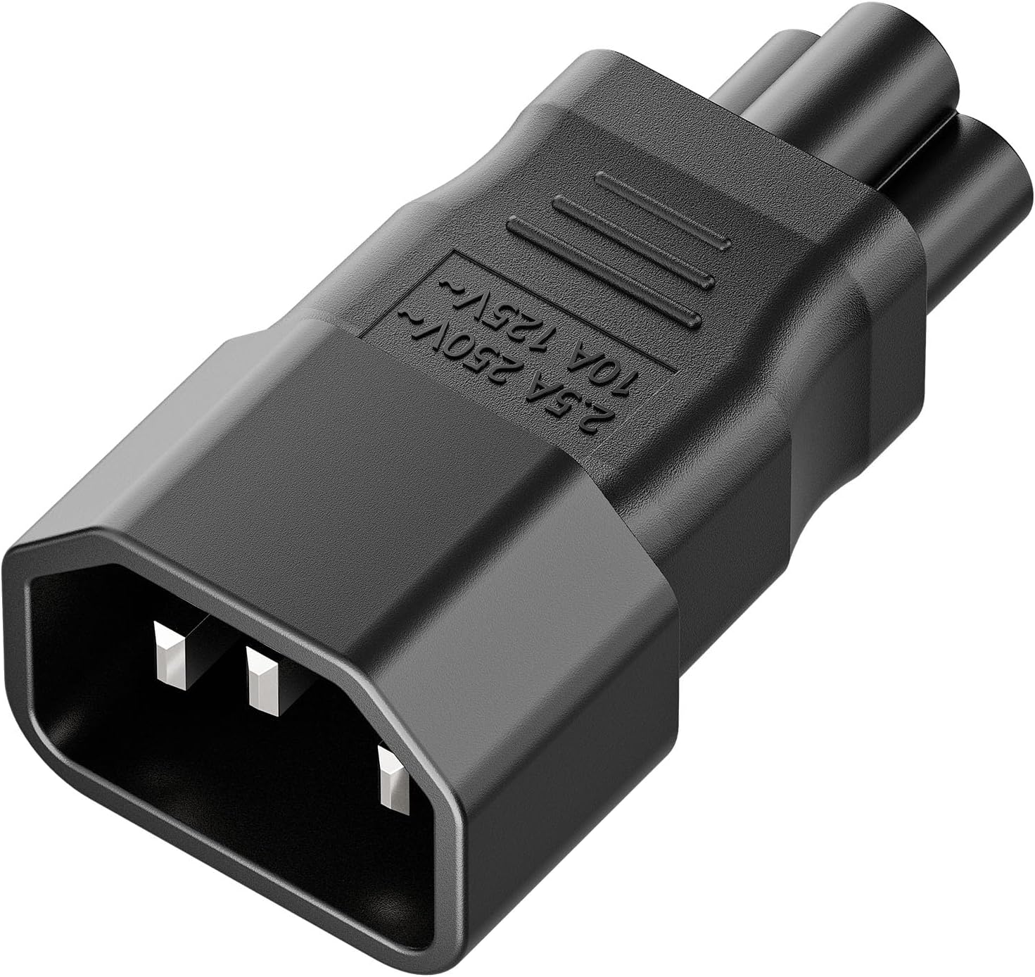 IEC 320 C14 to C5 AC Adapter, IEC 3Pole Male to 3Pole Female Power Adapter, IEC C14 to C5 AC Converter Black Color