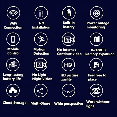 Miniatura 5 de Cámara oculta, cámara espía 4K, duración de la batería de espera de 100 días, mini cámara de seguridad WiFi, ángulo de disparo extra grande alertas