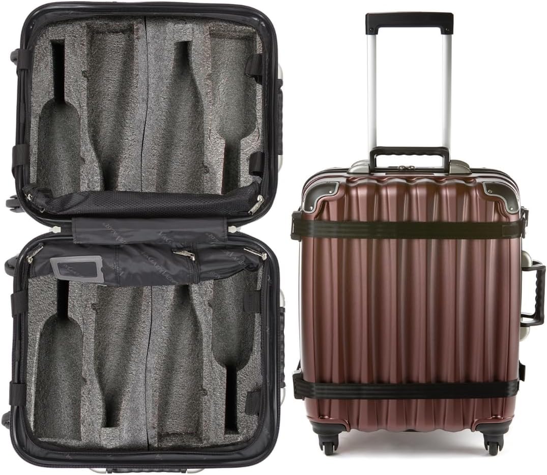 VinGardeValise® Petite Wine Suitcase – 8-Bottle Travel Luggage, TSA-Approved, Durable Hard Shell, Shockproof Foam, Secure Bottle Protection for Enthusiasts & Collectors - Burgundy