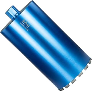SALI 8" Wet Diamond Core Drill Bit for Reinforced Concrete, Rebar, Brick & Stone - 15" Depth, 1-1/4-7" Thread, Laser-Welded Segments